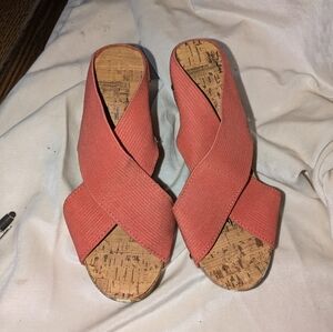 Cork and Coral Wedges- Women's Size 7